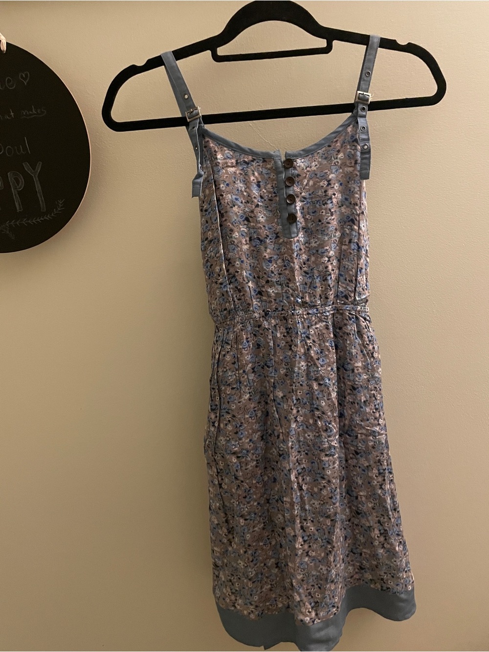 Vintage Boutique Love Notes Blue Floral Button-Front Midi Dress